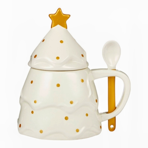 NEW Winter Garden Christmas Tree Mug Set with Spoon - Picture 3 of 6